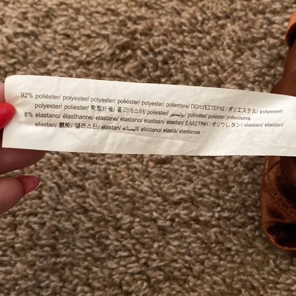 Zara | NWOT Brown Velvet Simple Midi Dress - Picture 6 of 6